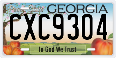 GA license plate CXC9304