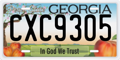 GA license plate CXC9305