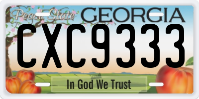 GA license plate CXC9333