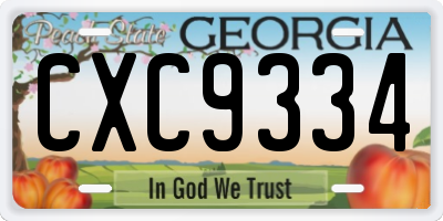 GA license plate CXC9334
