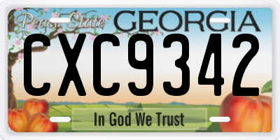 GA license plate CXC9342