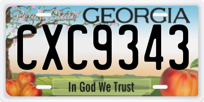 GA license plate CXC9343