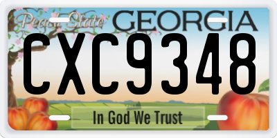 GA license plate CXC9348