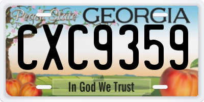 GA license plate CXC9359