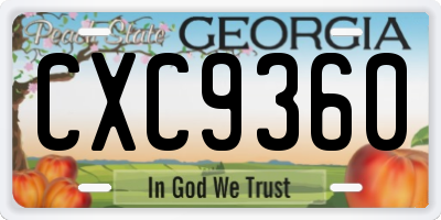 GA license plate CXC9360
