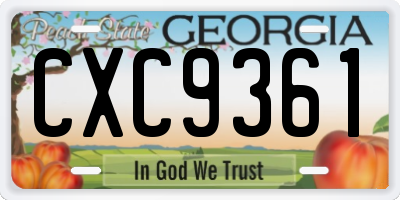 GA license plate CXC9361