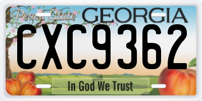 GA license plate CXC9362
