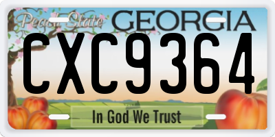 GA license plate CXC9364