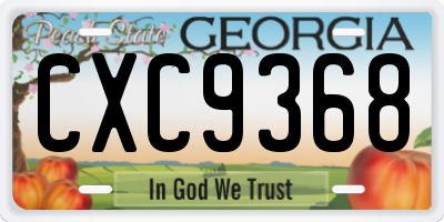 GA license plate CXC9368