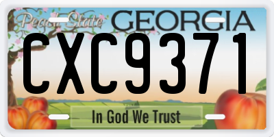 GA license plate CXC9371