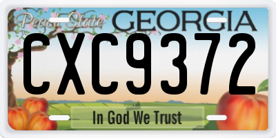 GA license plate CXC9372