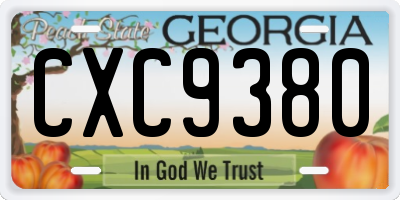 GA license plate CXC9380