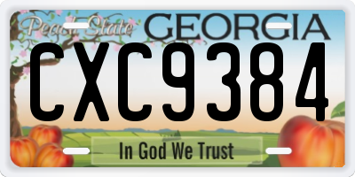 GA license plate CXC9384