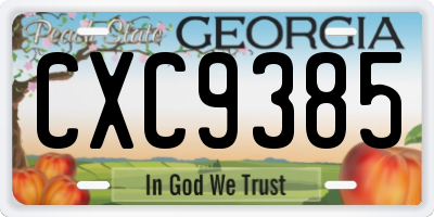 GA license plate CXC9385