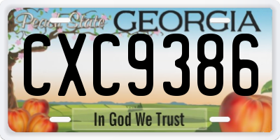 GA license plate CXC9386