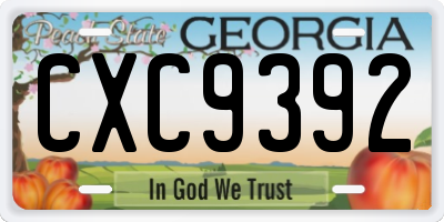 GA license plate CXC9392
