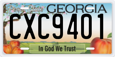 GA license plate CXC9401