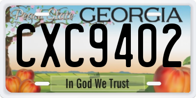 GA license plate CXC9402