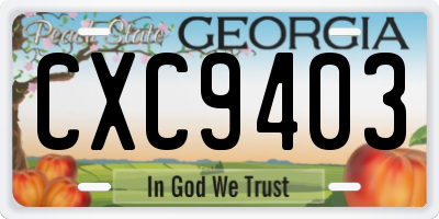 GA license plate CXC9403