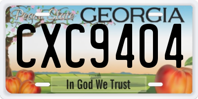 GA license plate CXC9404