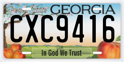 GA license plate CXC9416