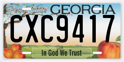 GA license plate CXC9417
