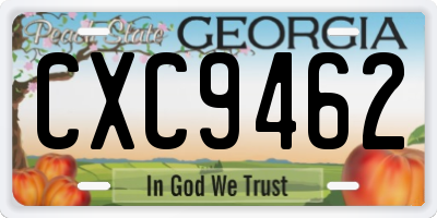 GA license plate CXC9462