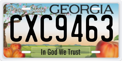 GA license plate CXC9463