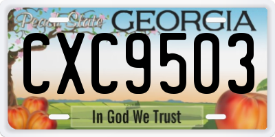 GA license plate CXC9503