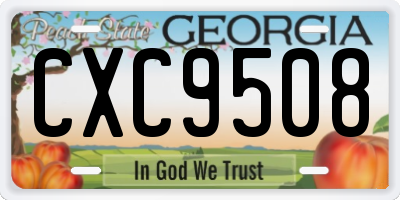 GA license plate CXC9508