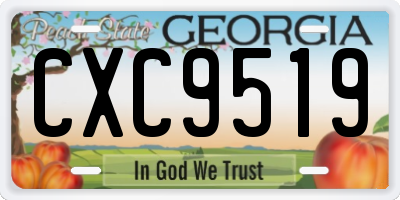 GA license plate CXC9519