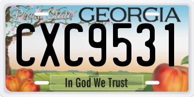 GA license plate CXC9531