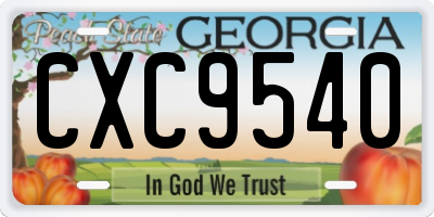 GA license plate CXC9540