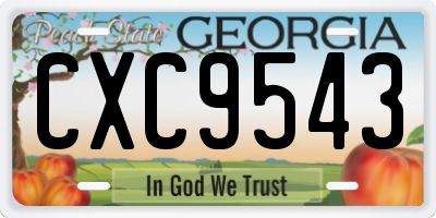 GA license plate CXC9543