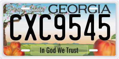 GA license plate CXC9545
