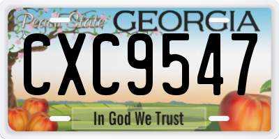 GA license plate CXC9547