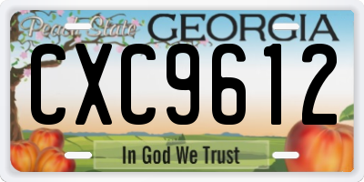GA license plate CXC9612