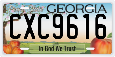 GA license plate CXC9616