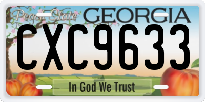 GA license plate CXC9633