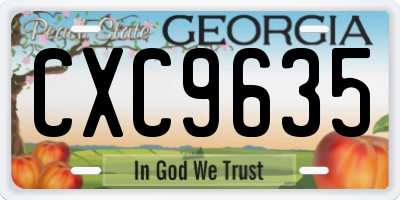 GA license plate CXC9635