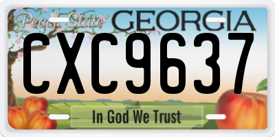 GA license plate CXC9637