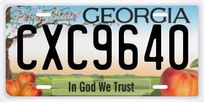 GA license plate CXC9640