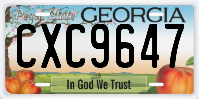GA license plate CXC9647