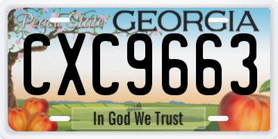 GA license plate CXC9663
