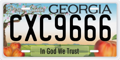 GA license plate CXC9666
