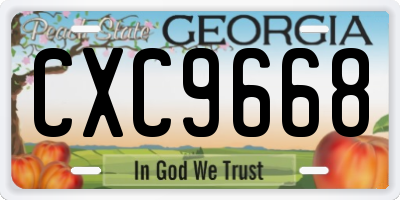 GA license plate CXC9668