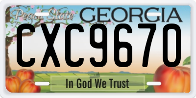 GA license plate CXC9670