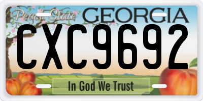GA license plate CXC9692