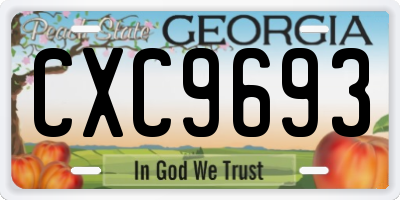 GA license plate CXC9693