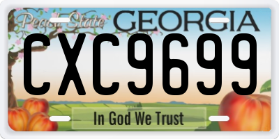 GA license plate CXC9699